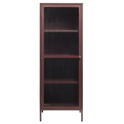 LykkeHome Boekenkasten|Vakkenkasten|Gulltop vitrinekast rood metaal 160cm