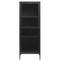 LykkeHome Boekenkasten|Vakkenkasten|Gulltop vitrinekast zwart metaal 160cm