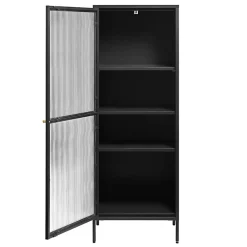 LykkeHome Boekenkasten|Vakkenkasten|Gulltop vitrinekast zwart metaal 160cm
