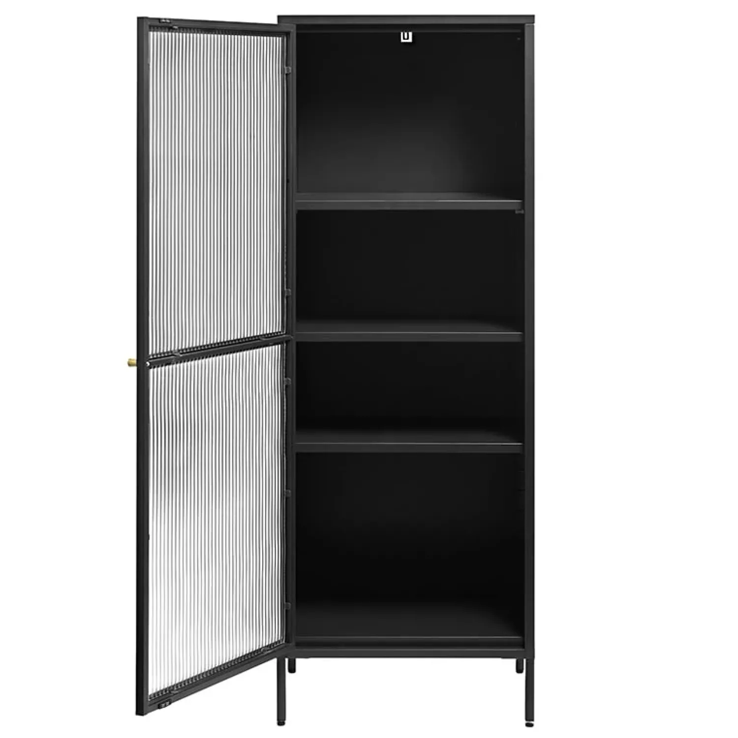 LykkeHome Boekenkasten|Vakkenkasten|Gulltop vitrinekast zwart metaal 160cm