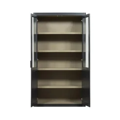 WOOOD Vitrinekasten|Industriele Kasten|Gunnar Buffetkast grenen matzwart 120 cm