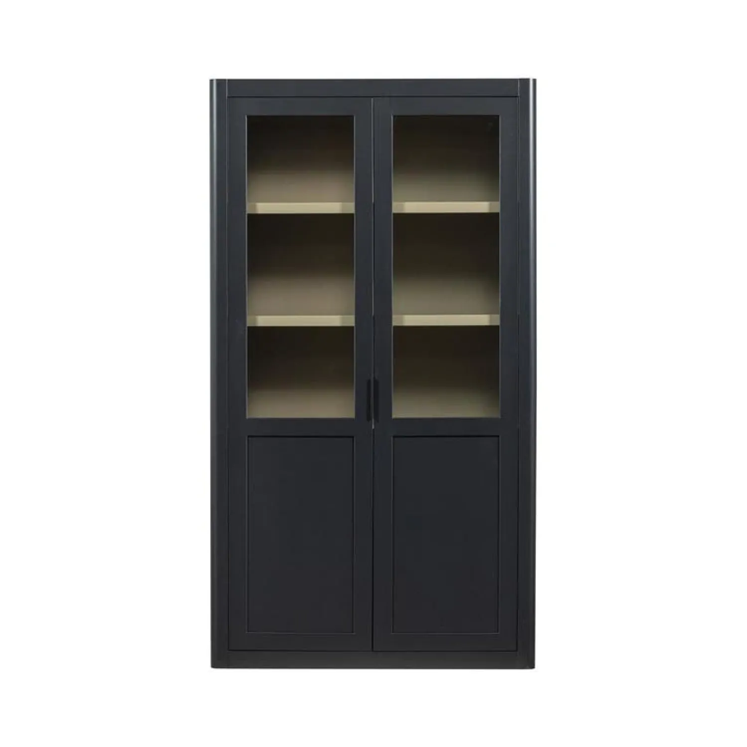 WOOOD Vitrinekasten|Industriele Kasten|Gunnar Buffetkast grenen matzwart 120 cm