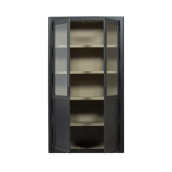 WOOOD Vitrinekasten|Industriele Kasten|Gunnar Buffetkast grenen matzwart 120 cm