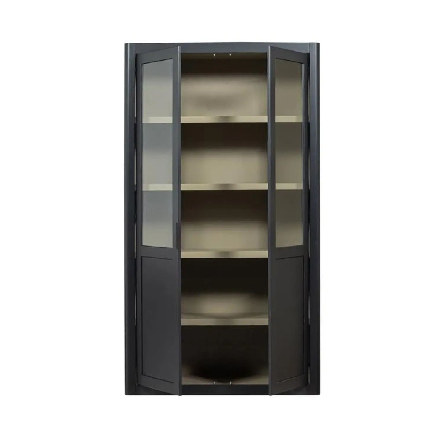 WOOOD Vitrinekasten|Industriele Kasten|Gunnar Buffetkast grenen matzwart 120 cm