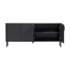 WOOOD Dressoirs|Industriele Kasten|Gunnar Dressoir grenen matzwart 200 cm