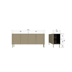 WOOOD Dressoirs|Industriele Kasten|Gunnar Dressoir grenen mud 200 cm