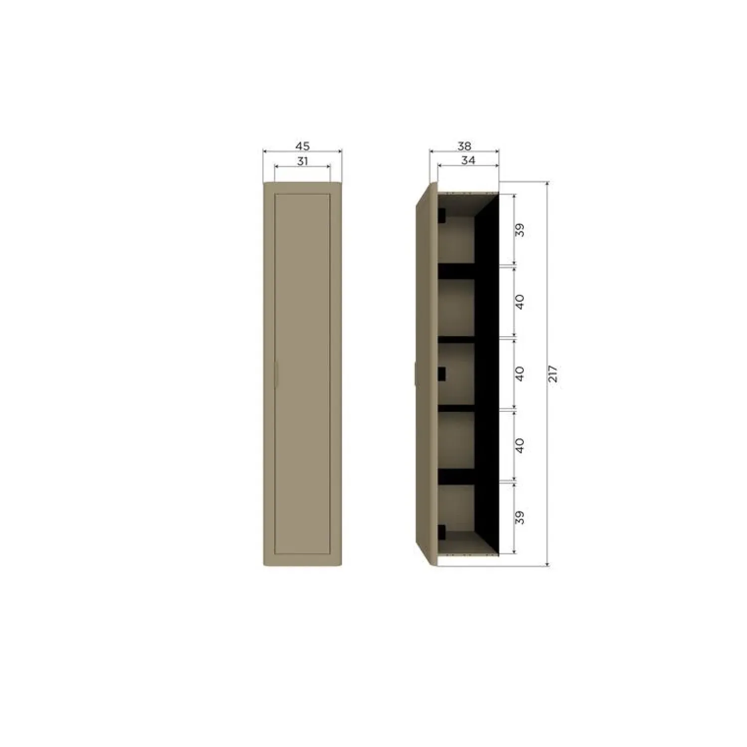 WOOOD Wandkasten|Industriele Kasten|Gunnar Smalle hoge kast grenen matzwart 45 cm