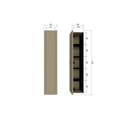 WOOOD Wandkasten|Industriele Kasten|Gunnar Smalle hoge kast grenen mud 45 cm