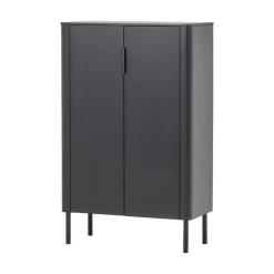 WOOOD Vitrinekasten|Industriele Kasten|Gunnar Vitrinekast grenen matzwart 85 cm