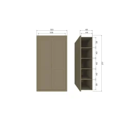 WOOOD Wandkasten|Industriele Kasten|Gunnar Wandkast grenen matzwart/mud 120 cm