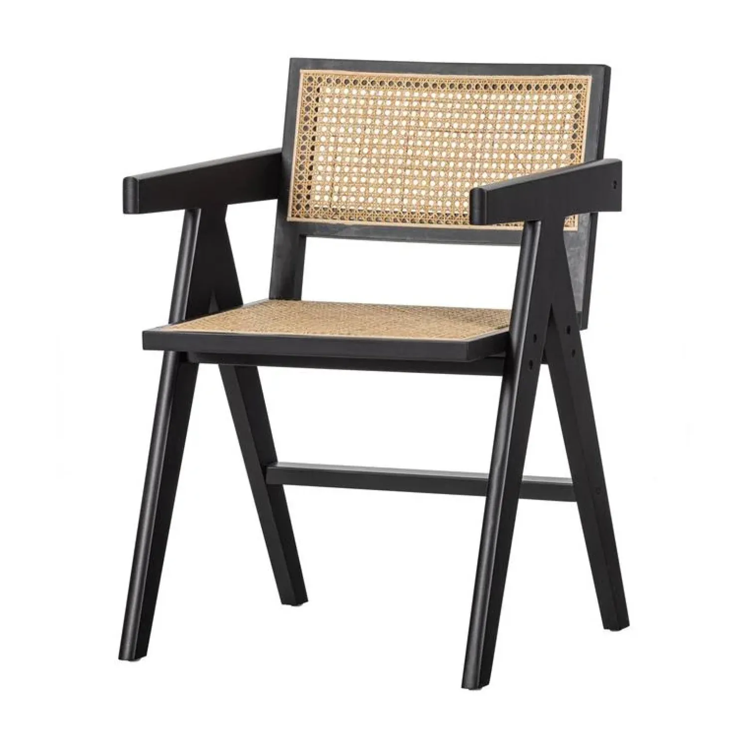 WOOOD Eetkamerstoelen|Gunn Eetkamerstoel rattan/hout zwart
