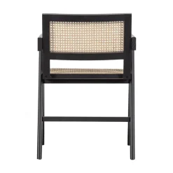 WOOOD Eetkamerstoelen|Gunn Eetkamerstoel rattan/hout zwart