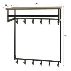 Kalfort Kapstokken|Gustavo Kapstok Hoog 12 haken Bruin 80cm