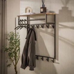 Kalfort Kapstokken|Gustavo Kapstok Hoog 12 haken Bruin 80cm