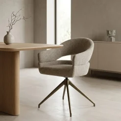 Eleonora Eetkamerstoelen|Hailey Eetkamerstoel Taupe stof