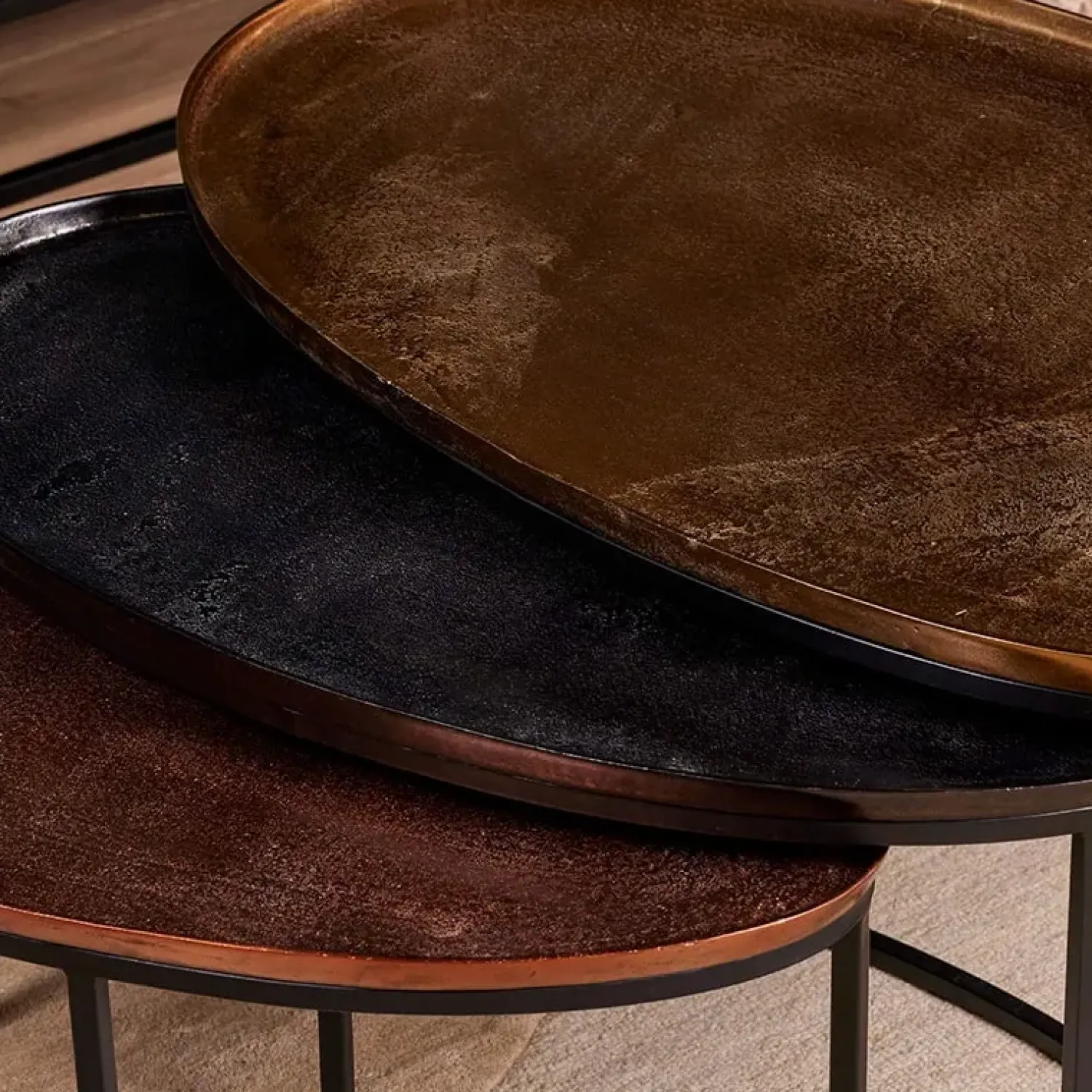 Furndea Salontafels|Haley salontafelset van 3 industrieel brons