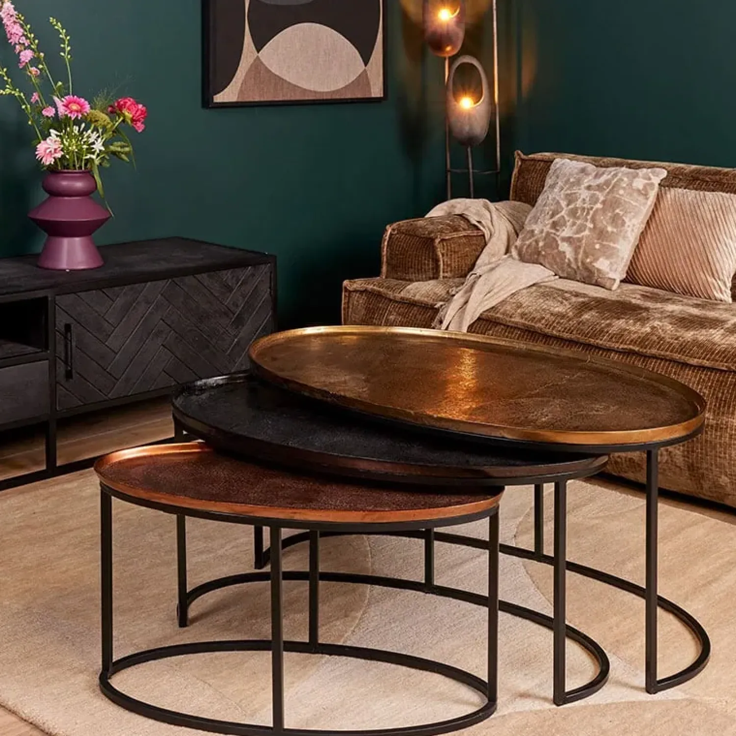 Furndea Salontafels|Haley salontafelset van 3 industrieel brons