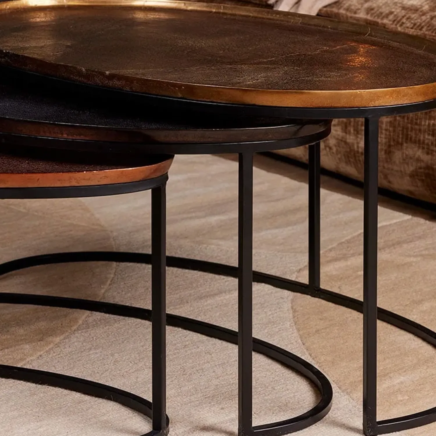 Furndea Salontafels|Haley salontafelset van 3 industrieel brons