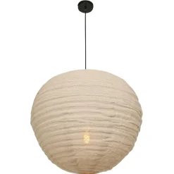 Steinmex Hanglampen|Hanglamp Bangalore 1-lichts bamboe met linnen