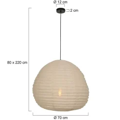 Steinmex Hanglampen|Hanglamp Bangalore 1-lichts bamboe met linnen