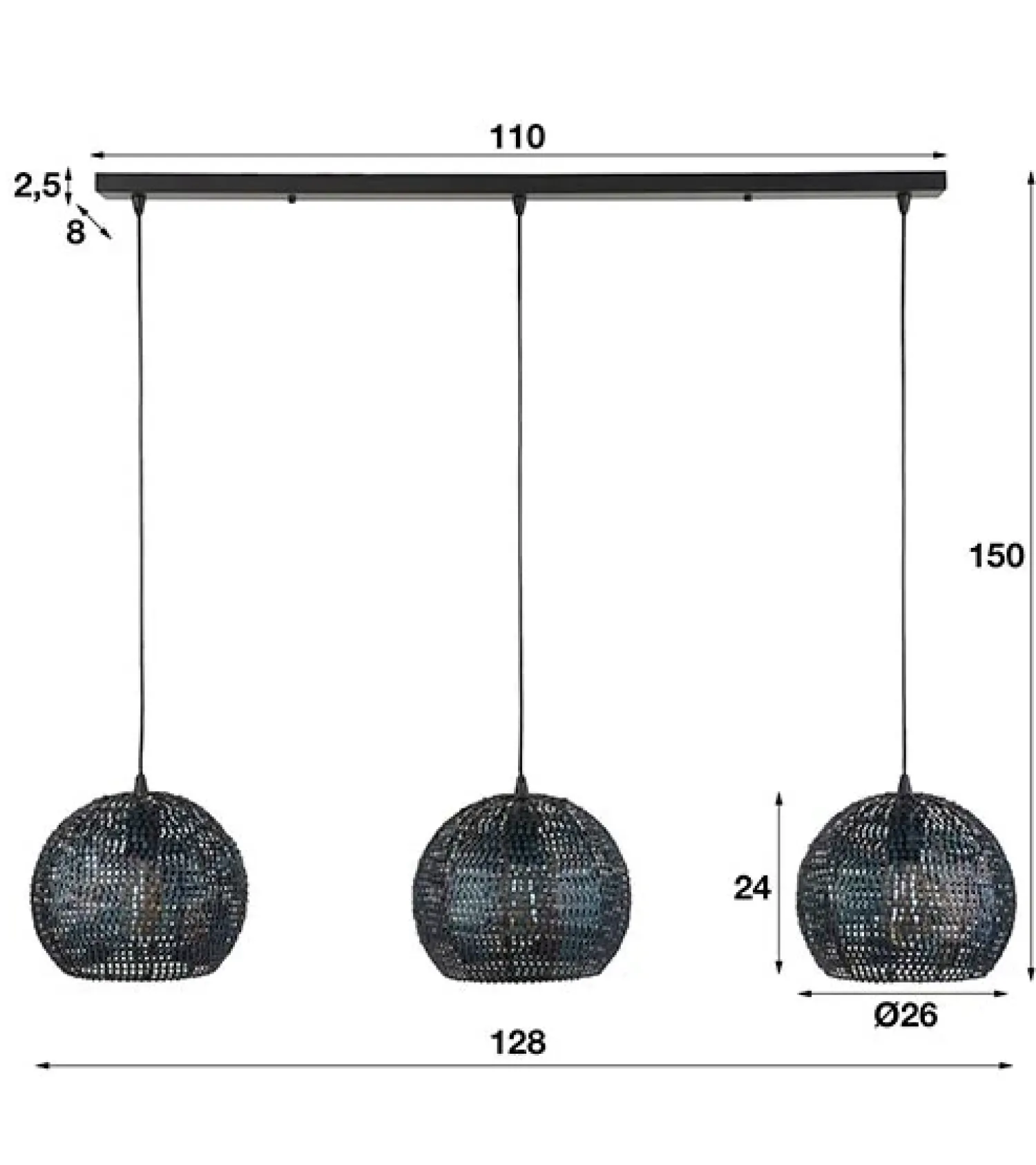 Kalfort Hanglampen|Hanglamp Cooper 3-lichts rond