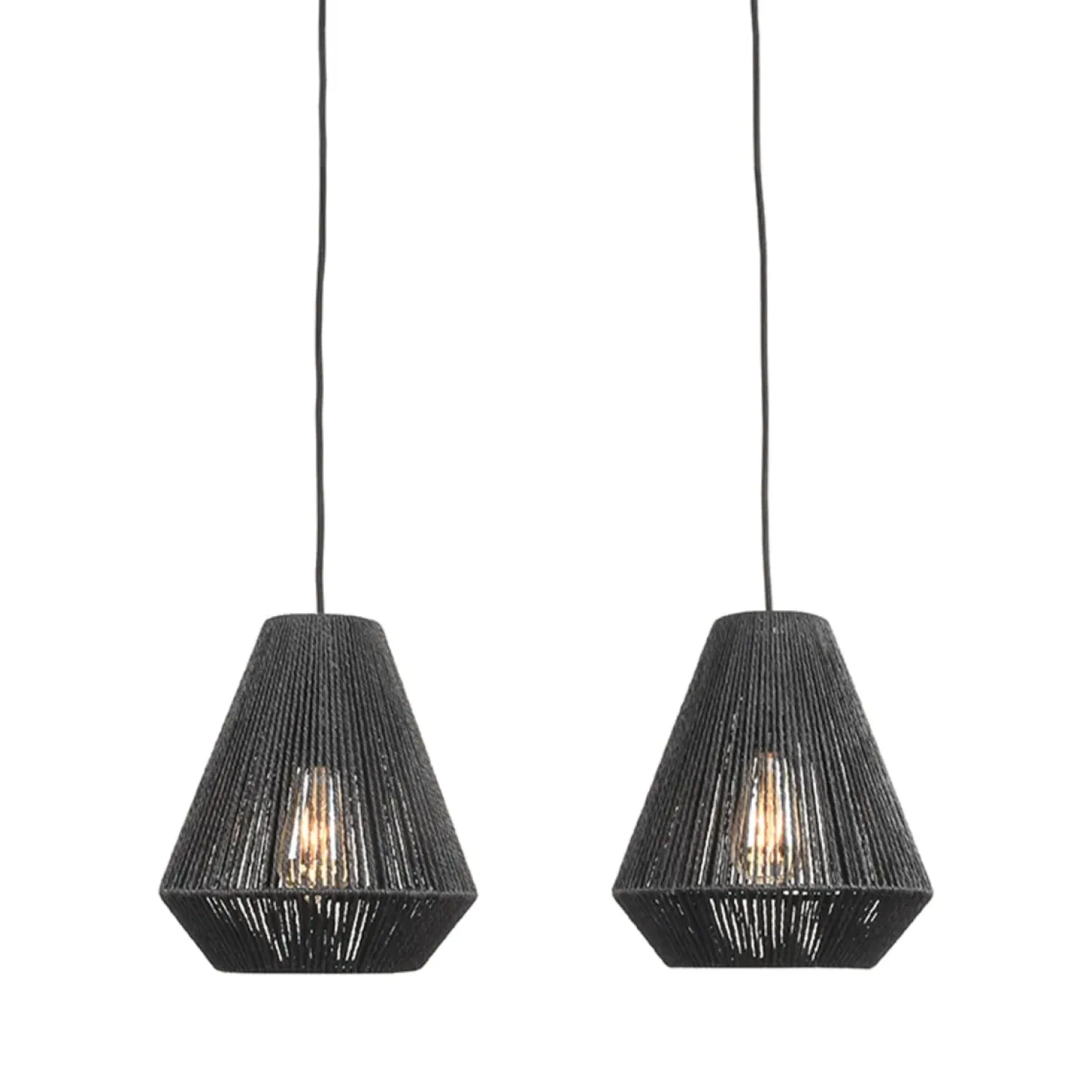 Label51 Hanglampen|Hanglamp Ibiza 2-Lichts Zwart Jute