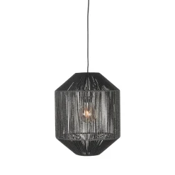 Label51 Hanglampen|Hanglamp Ibiza Zwart Jute 1-Lichts Cilinder