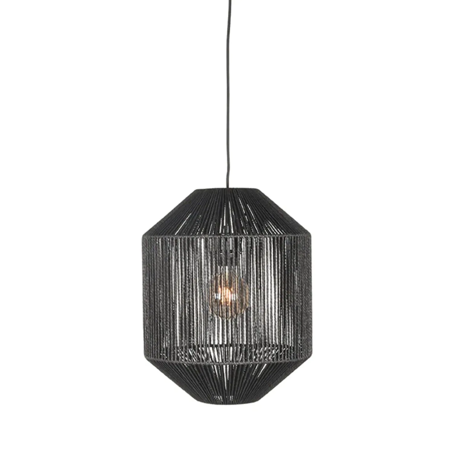 Label51 Hanglampen|Hanglamp Ibiza Zwart Jute 1-Lichts Cilinder