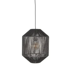 Label51 Hanglampen|Hanglamp Ibiza Zwart Jute 1-Lichts Cilinder