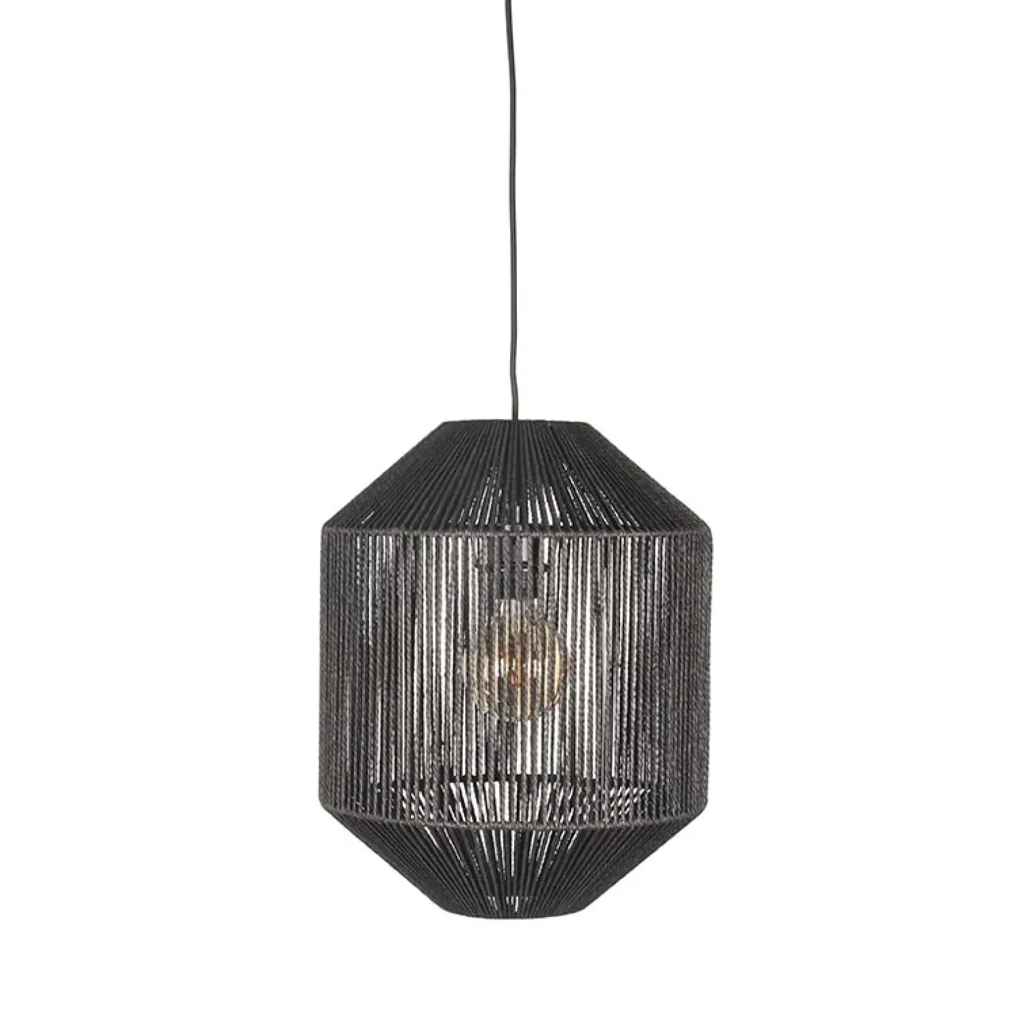 Label51 Hanglampen|Hanglamp Ibiza Zwart Jute 1-Lichts Cilinder