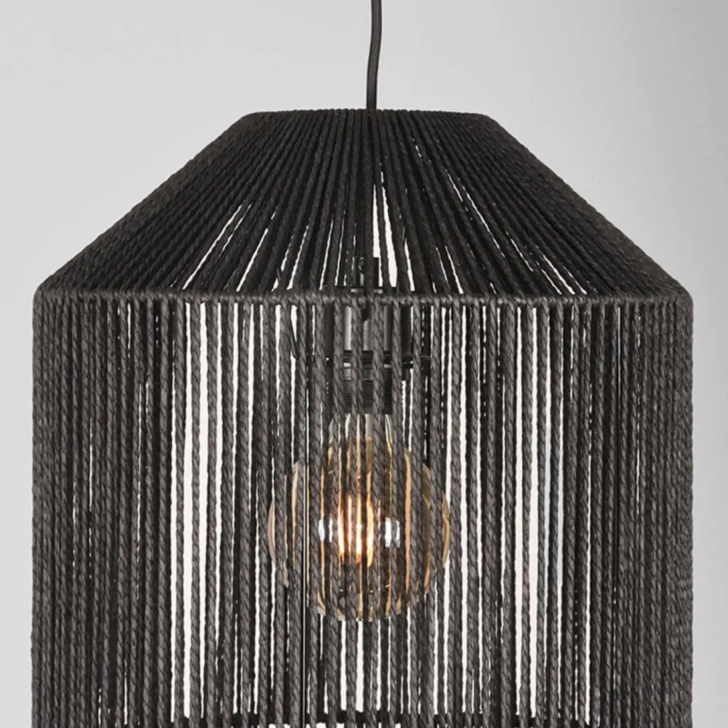 Label51 Hanglampen|Hanglamp Ibiza Zwart Jute 1-Lichts Cilinder