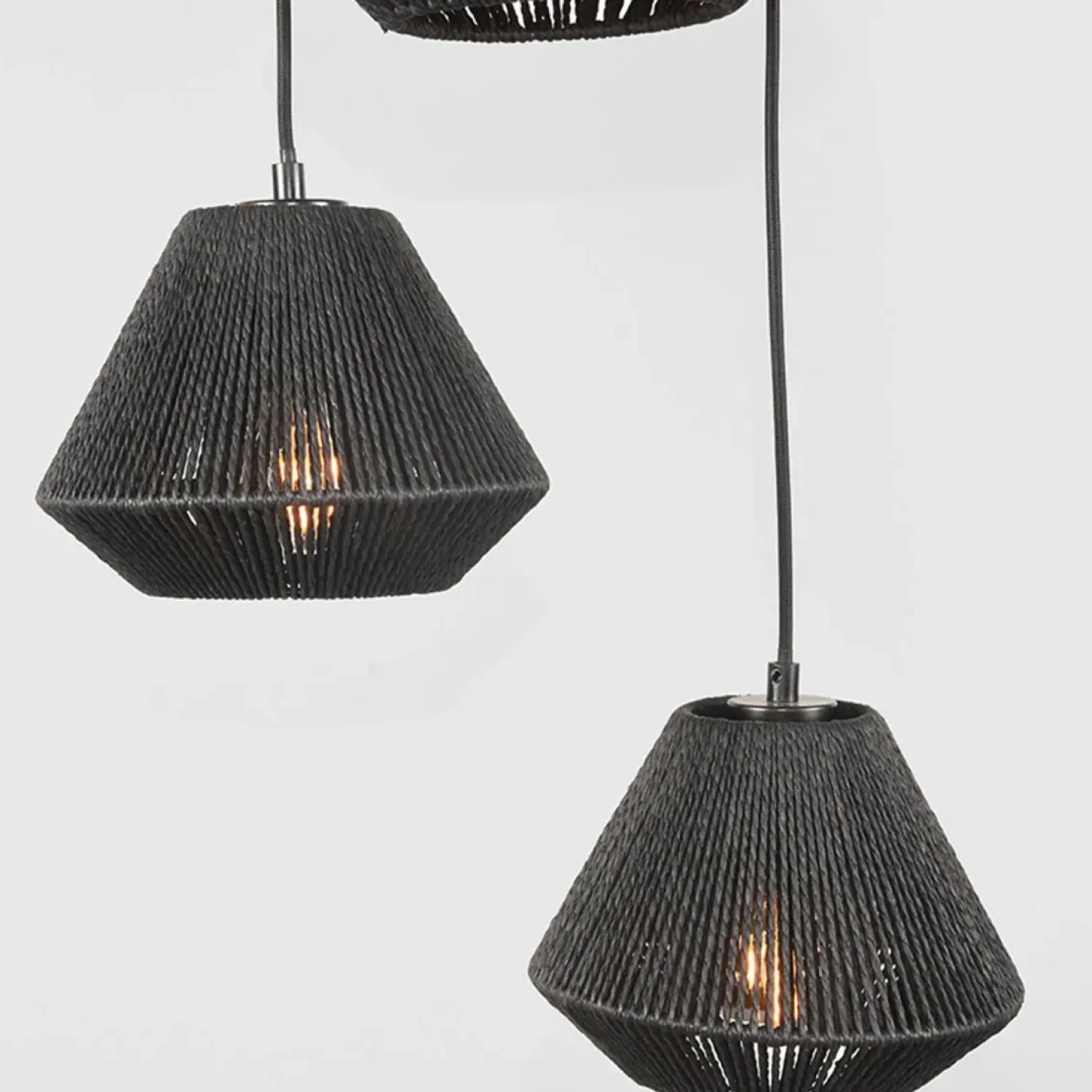 Label51 Hanglampen|Hanglamp 3-Lichts Ibiza Zwart Jute