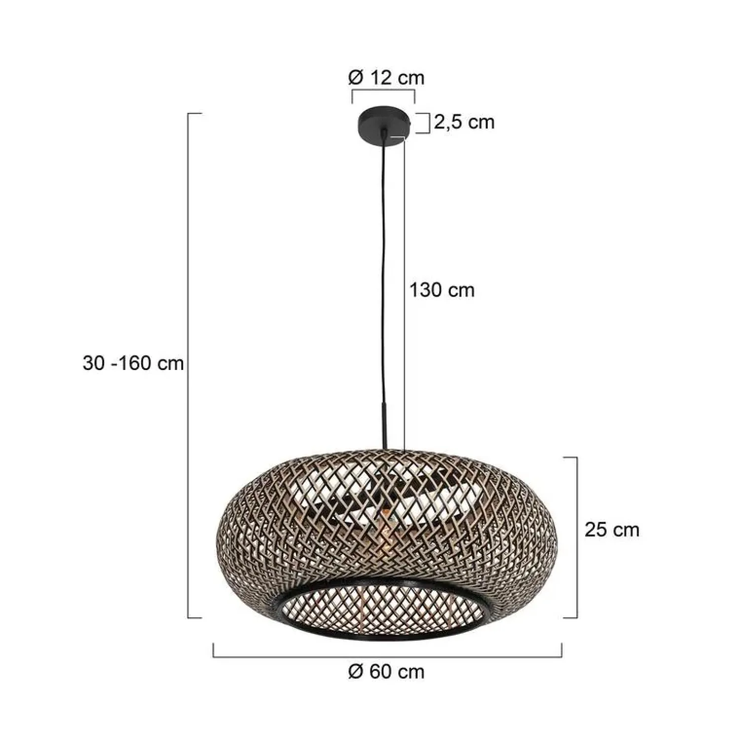 Steinmex Hanglampen|Hanglamp Maze 1-lichts Ovaal Zwart Bruin