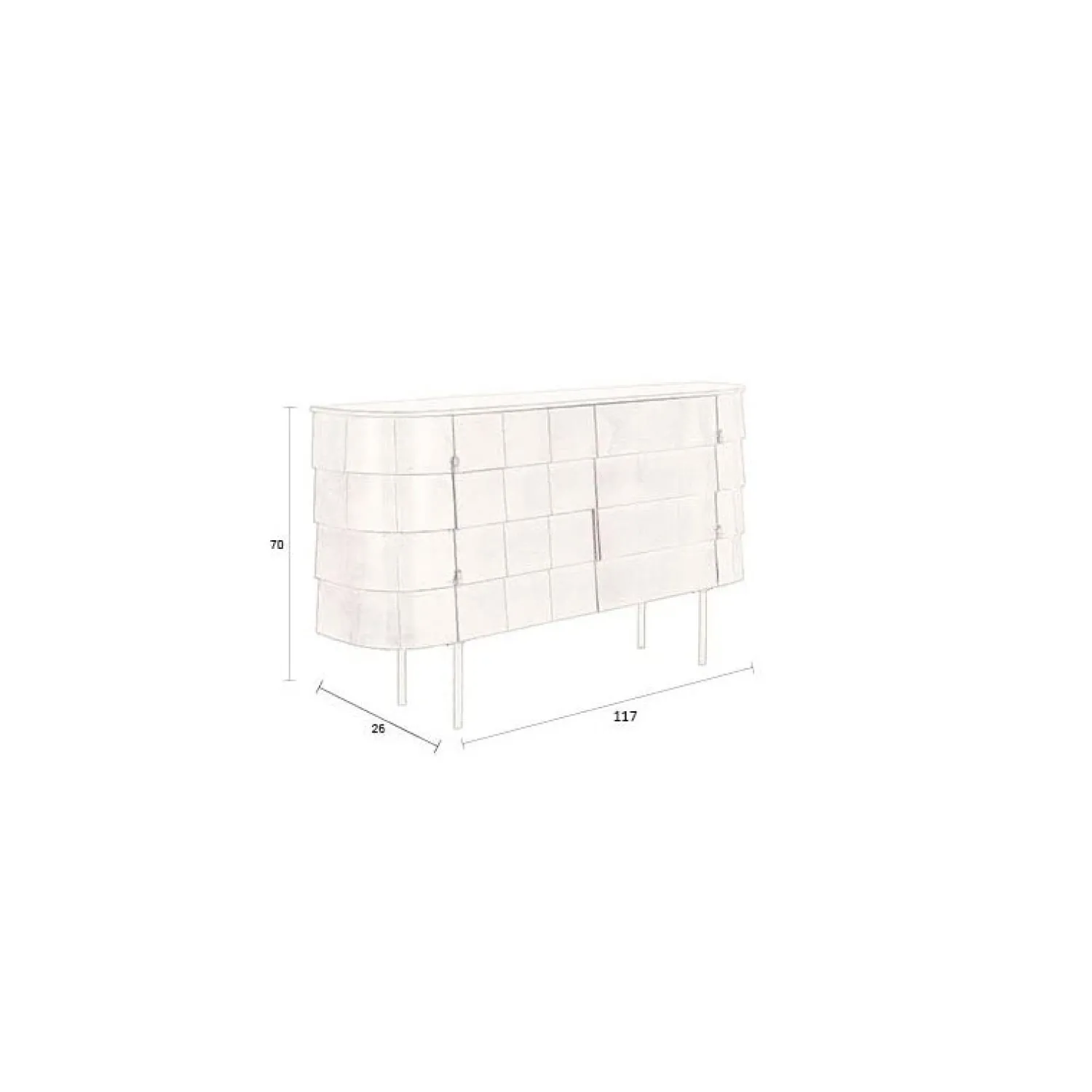 Dutchbone Dressoirs|Industriele Kasten|Hanna Dressoir Goud 117cm