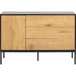 Nordhavn Dressoirs|Industriele Kasten|Hektor Dressoir Zwart/Naturel 120cm