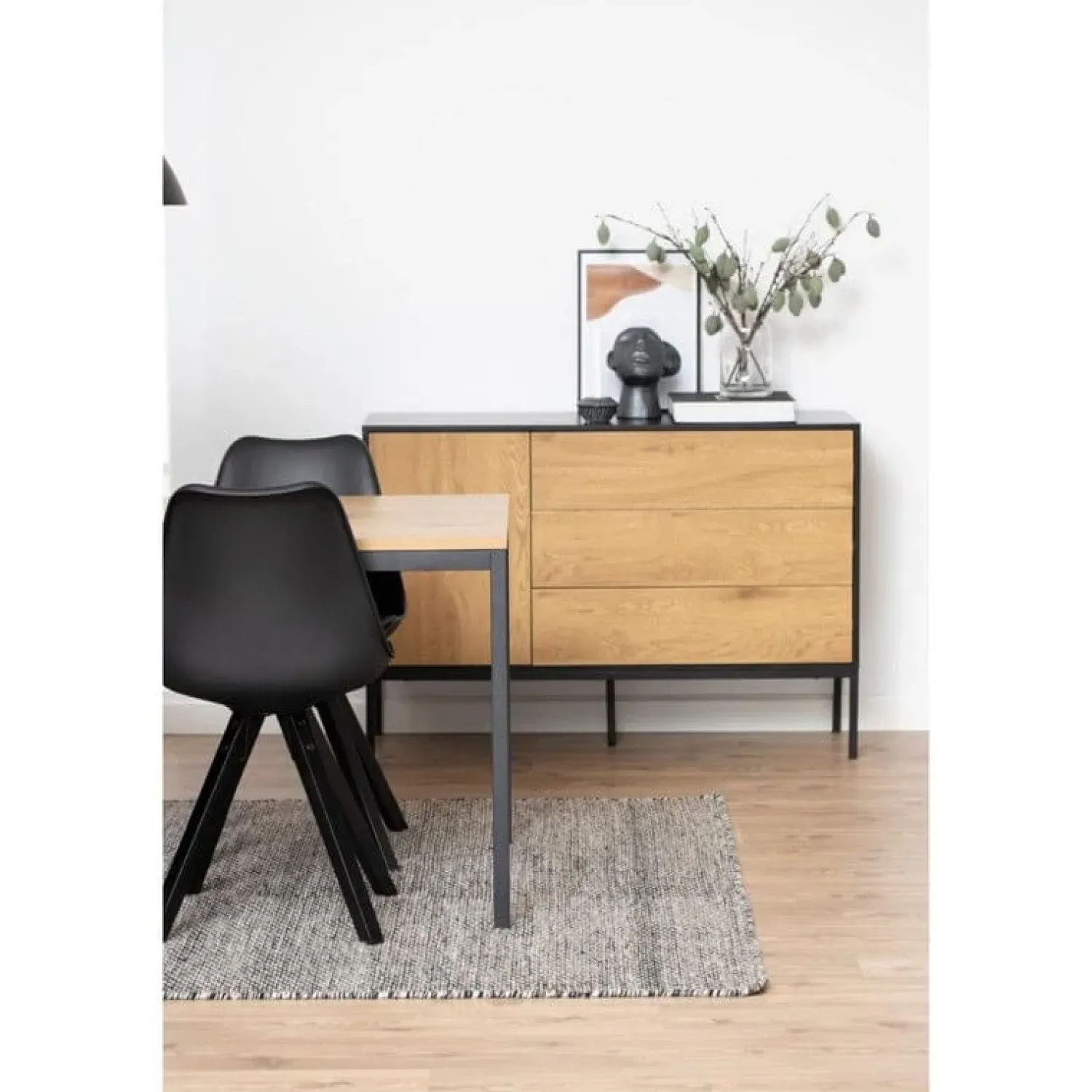 Nordhavn Dressoirs|Industriele Kasten|Hektor Dressoir Zwart/Naturel 120cm