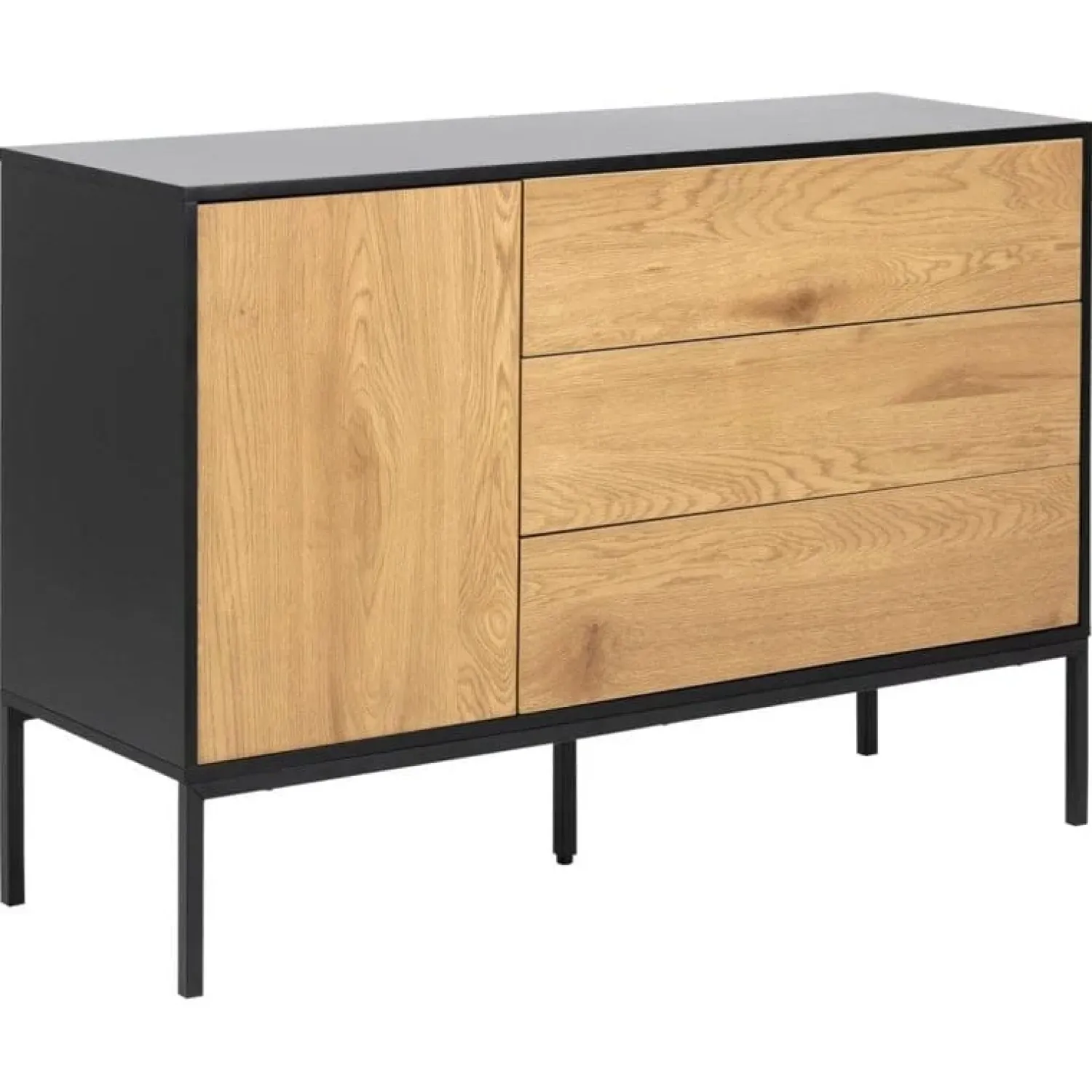 Nordhavn Dressoirs|Industriele Kasten|Hektor Dressoir Zwart/Naturel 120cm
