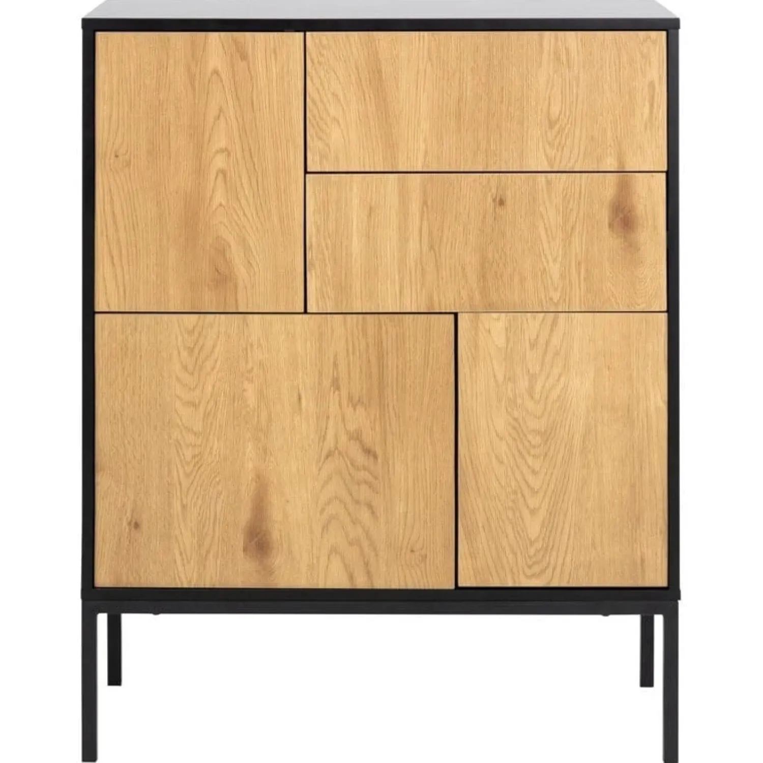 Nordhavn Dressoirs|Industriele Kasten|Hektor Dressoir Zwart/Naturel 80cm