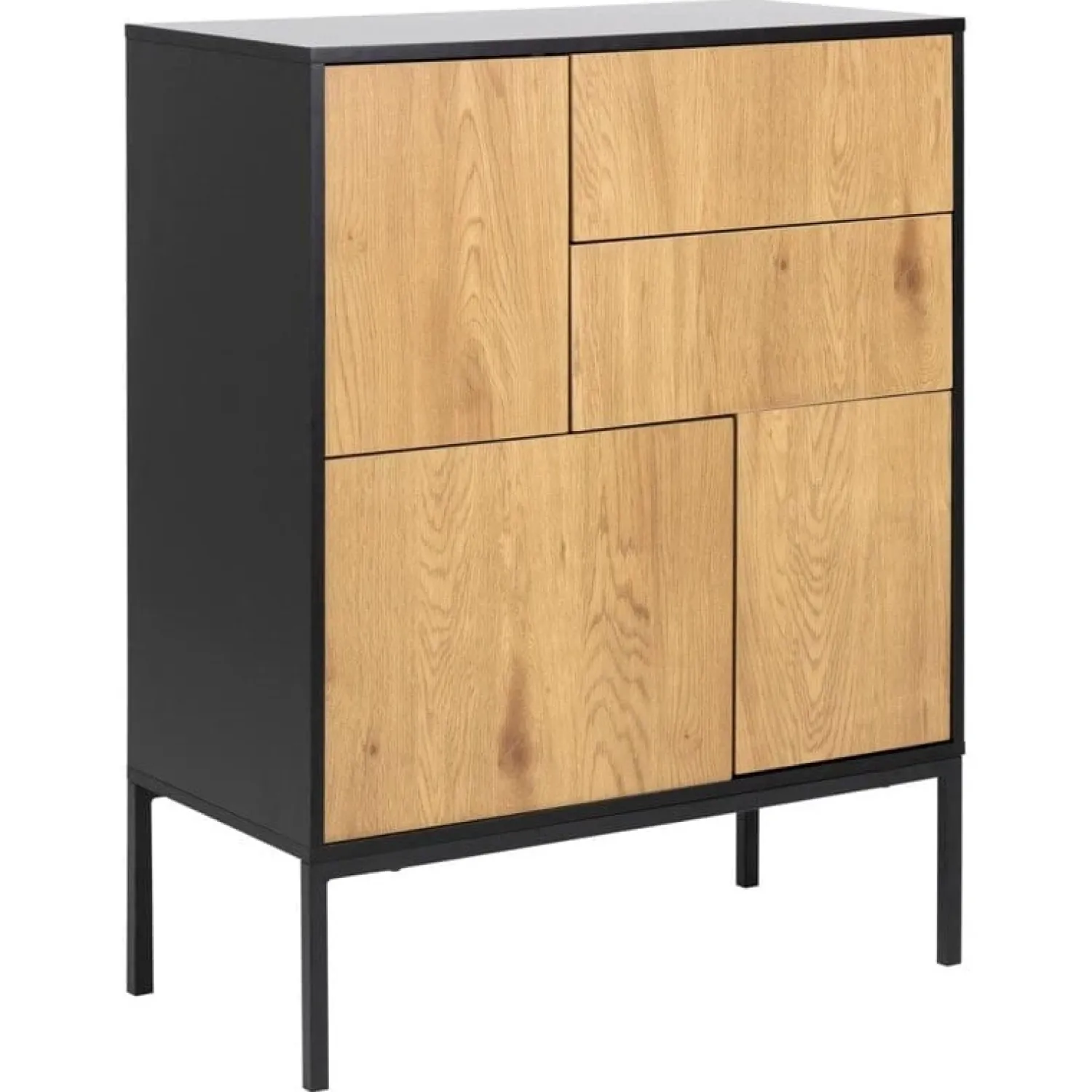 Nordhavn Dressoirs|Industriele Kasten|Hektor Dressoir Zwart/Naturel 80cm