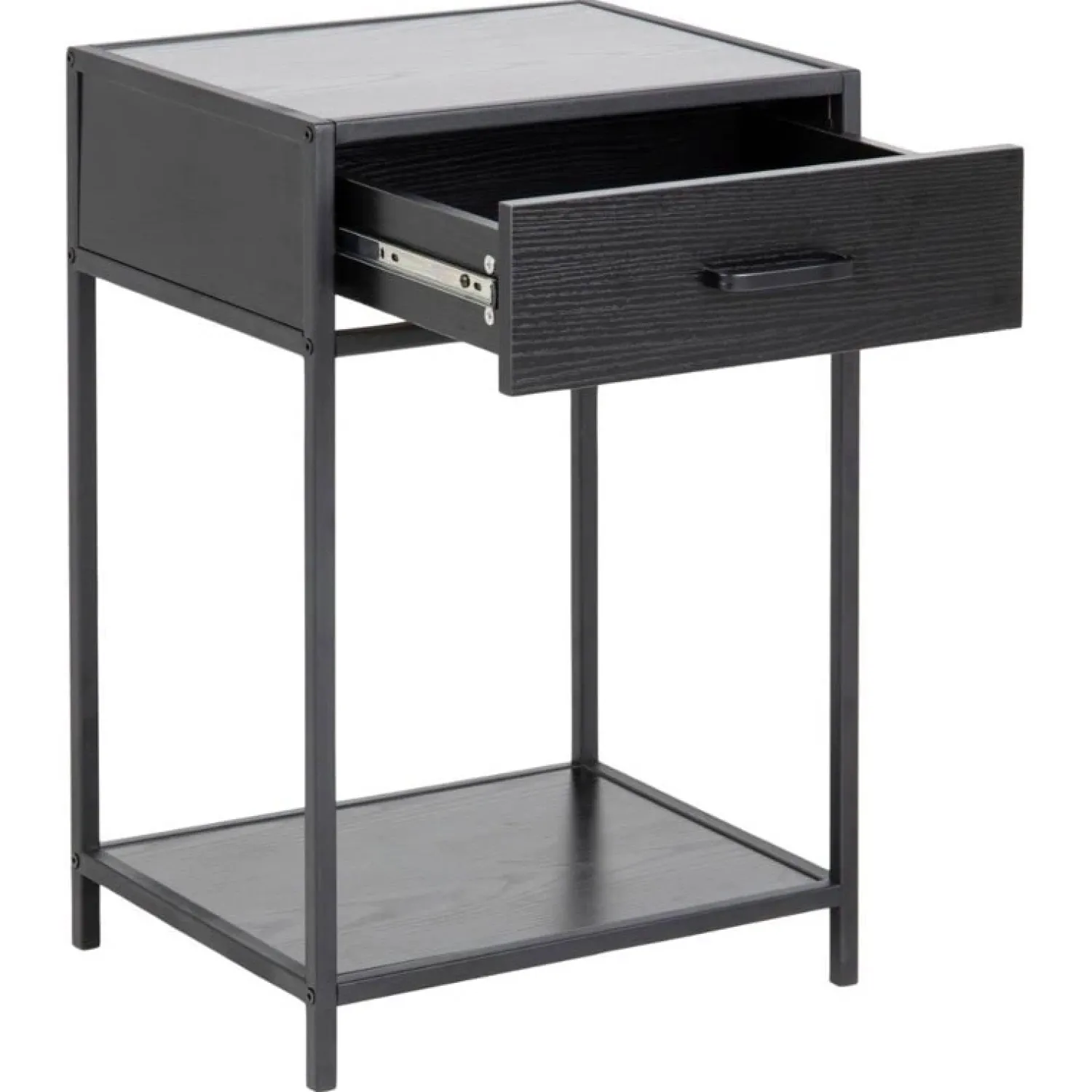 Nordhavn Nachtkastjes|Industriele Kasten|Hektor Nachtkastje Zwart 1 lade 42cm