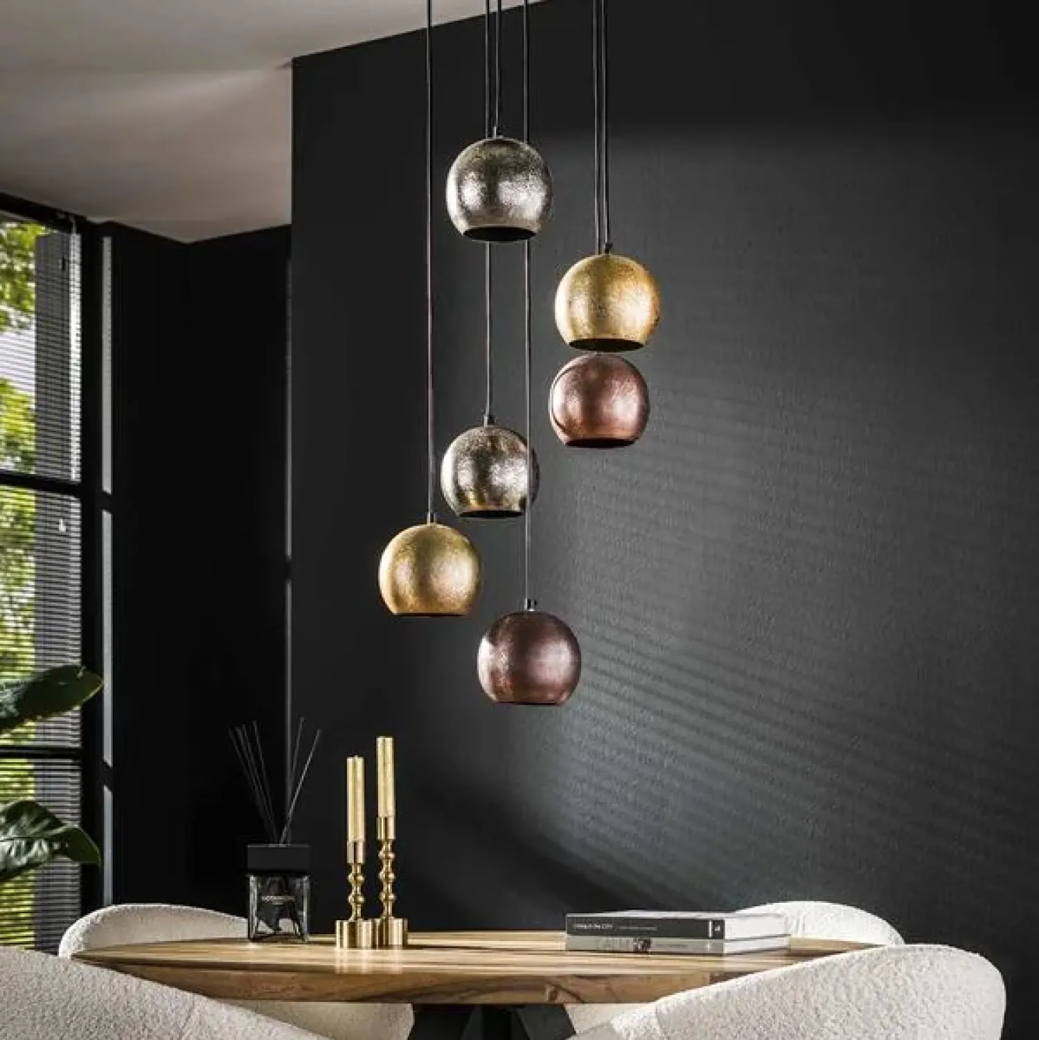 Kalfort Hanglampen|Helios 6-lichts Hanglamp getrapt