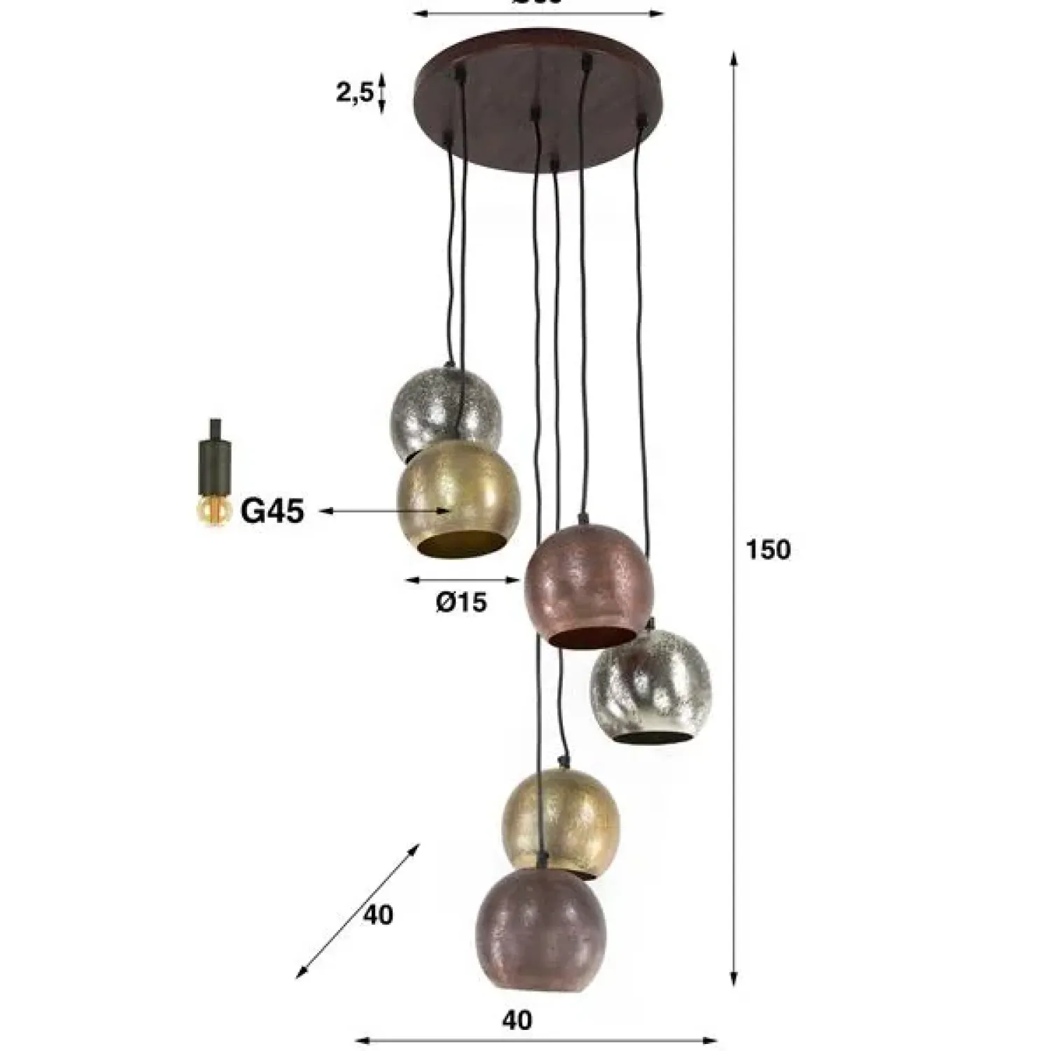 Kalfort Hanglampen|Helios 6-lichts Hanglamp getrapt