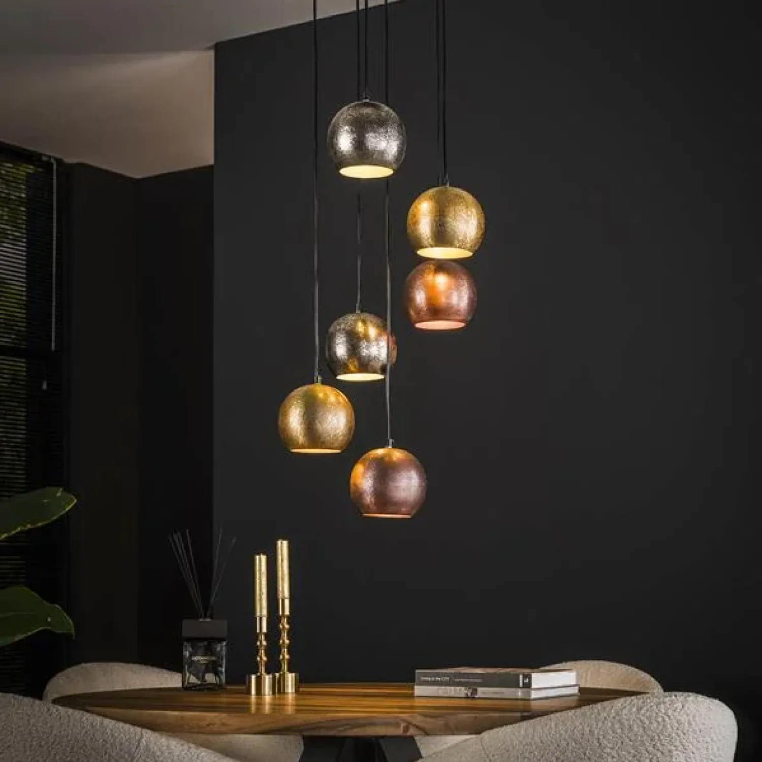 Kalfort Hanglampen|Helios 6-lichts Hanglamp getrapt
