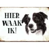 Cavetown Metalen Borden|Hier Waak ik - Border Collie - metalen bord