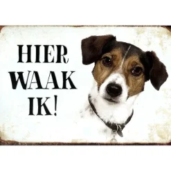 Cavetown Metalen Borden|Hier Waak ik - Jack Russell - metalen bord