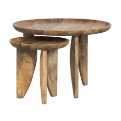 vtwonen Bijzettafels|High Heels Bijzettafels mangohout naturel set van 2