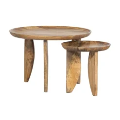 vtwonen Bijzettafels|High Heels Bijzettafels mangohout naturel set van 2