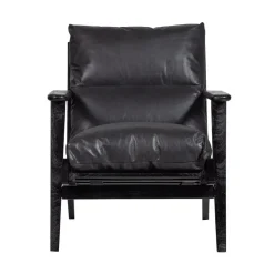 WOOOD Fauteuils|Houston Fauteuil leer/hout zwart