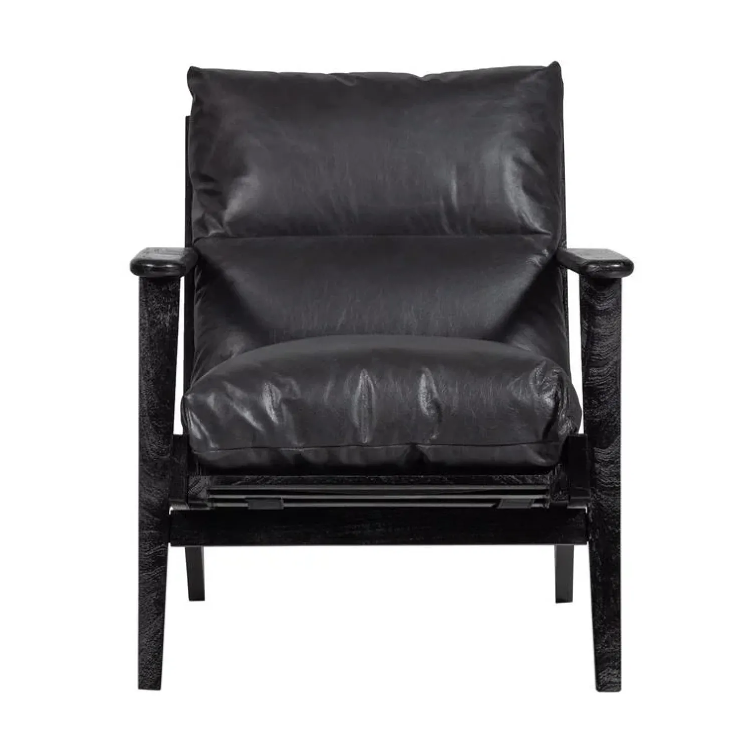 WOOOD Fauteuils|Houston Fauteuil leer/hout zwart