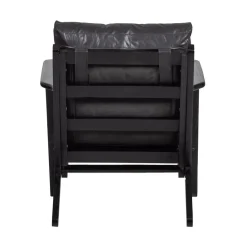 WOOOD Fauteuils|Houston Fauteuil leer/hout zwart